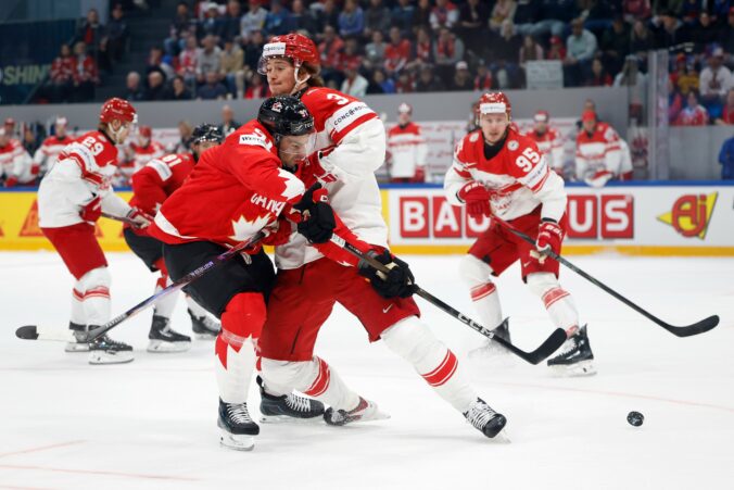 Fotografie zo zápasu Kanada - Dánsko na MS v hokeji 2026.