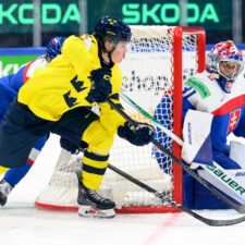 Fotografie zo zápasu Slovensko - Švédsko na MS v hokeji 2026.