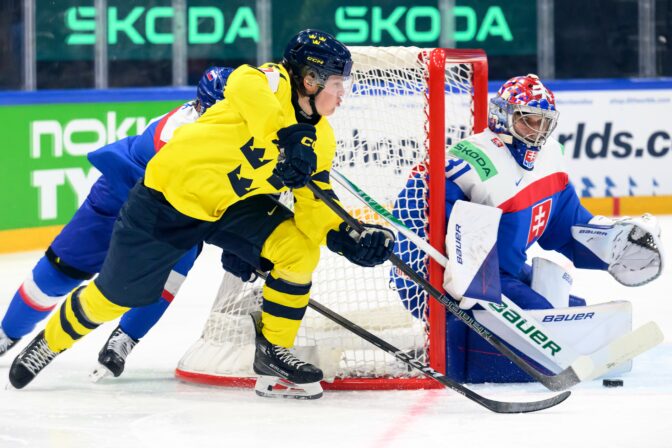 Fotografie zo zápasu Slovensko - Švédsko na MS v hokeji 2026.
