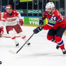 Fotografie zo zápasu Nórsko - Dánsko na MS v hokeji 2026.