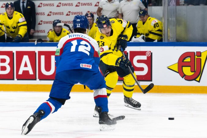Fotografie zo zápasu Slovensko - Švédsko na MS v hokeji 2026.