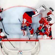 Fotografie zo zápasu Nórsko - Dánsko na MS v hokeji 2026.