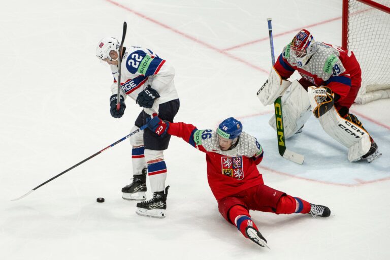 Fotografie zo zápasu Česko - Nórsko na MS v hokeji 2026.