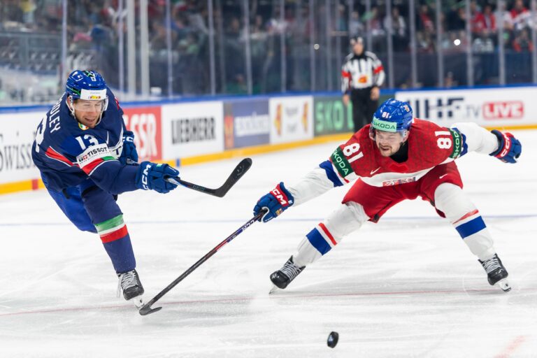 Fotografie zo zápasu Česko - Taliansko na MS v hokeji 2026.