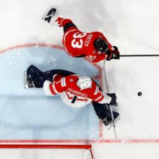 Fotografie zo zápasu Kanada - Dánsko na MS v hokeji 2026.