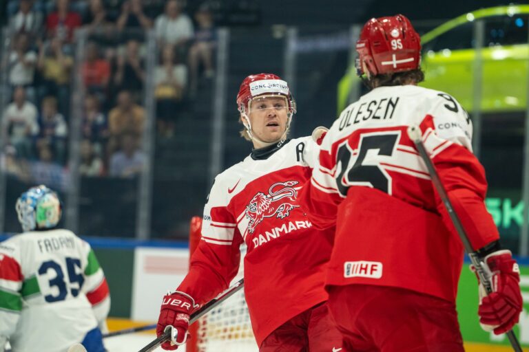 Fotografie zo zápasu Dánsko - Taliansko na MS v hokeji 2026.
