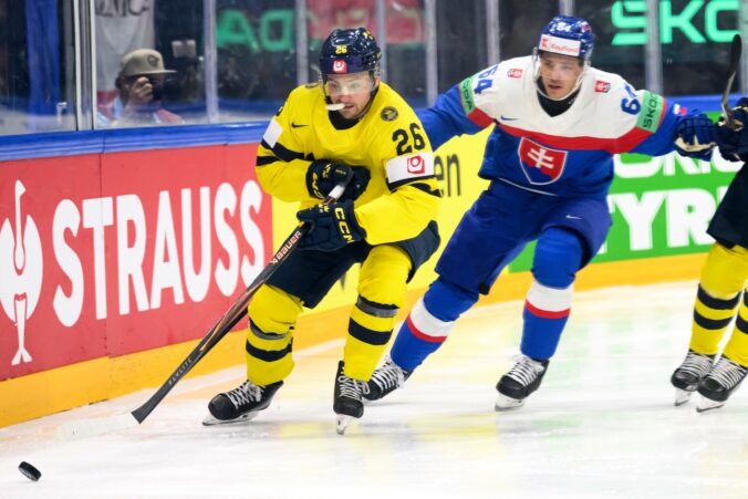 Fotografie zo zápasu Slovensko - Švédsko na MS v hokeji 2026.