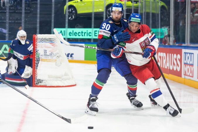 Fotografie zo zápasu Česko - Taliansko na MS v hokeji 2026.