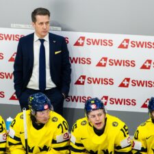 Fotografie zo zápasu Dánsko - Švédsko na MS v hokeji 2026.