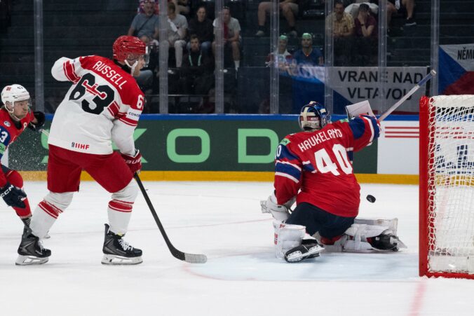 Fotografie zo zápasu Nórsko - Dánsko na MS v hokeji 2026.