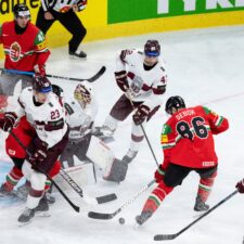 Fotografie zo zápasu Maďarsko - Lotyšsko na MS v hokeji 2026