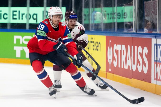 Fotografie štvrťfinále Nórsko - Lotyšsko na MS v hokeji 2026.