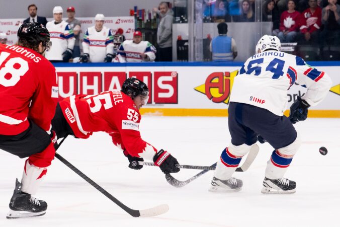 Fotografie zo zápasu Kanada - Nórsko na MS v hokeji 2026.
