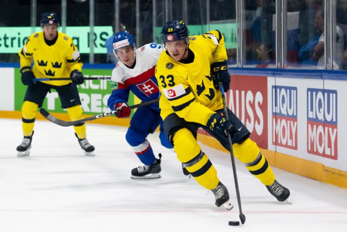 Fotografie zo zápasu Slovensko - Švédsko na MS v hokeji 2026.