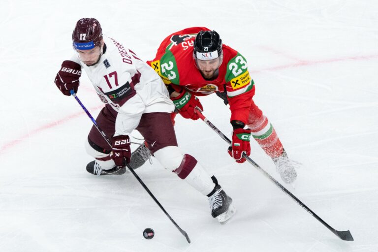 Fotografie zo zápasu Maďarsko - Lotyšsko na MS v hokeji 2026