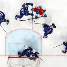 Fotografie zo zápasu Česko - Taliansko na MS v hokeji 2026.