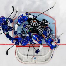 Fotografie zo zápasu Slovensko - Taliansko na MS v hokeji 2026.