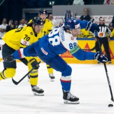 Fotografie zo zápasu Slovensko - Švédsko na MS v hokeji 2026.