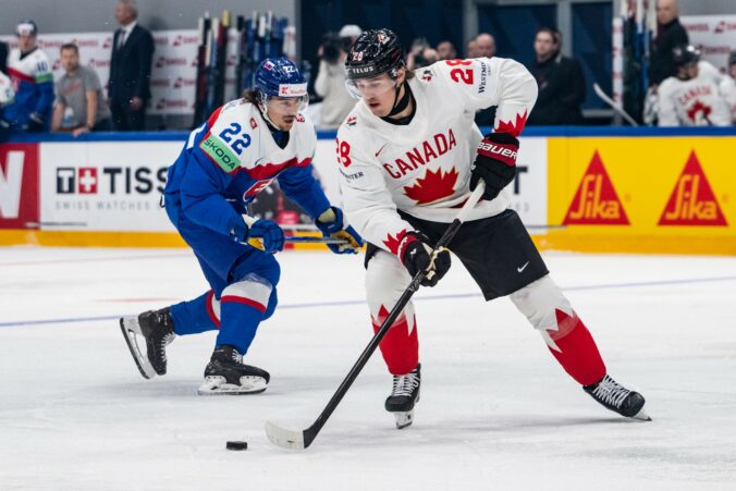 Fotografie zo zápasu Slovensko - Kanada na MS v hokeji 2026.