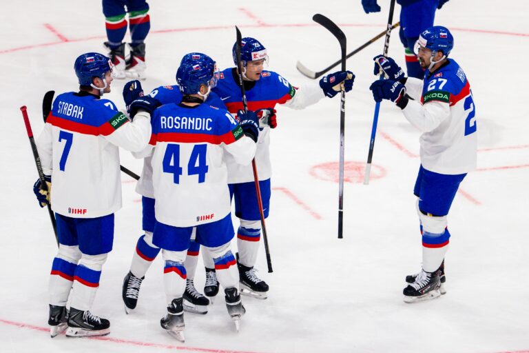 Fotografie zo zápasu Slovensko - Taliansko na MS v hokeji 2026.
