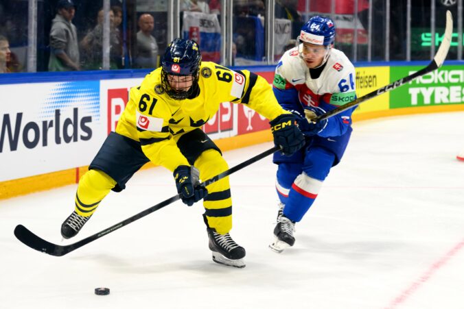 Fotografie zo zápasu Slovensko - Švédsko na MS v hokeji 2026.
