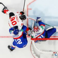 Fotografie zo zápasu Slovensko - Kanada na MS v hokeji 2026.