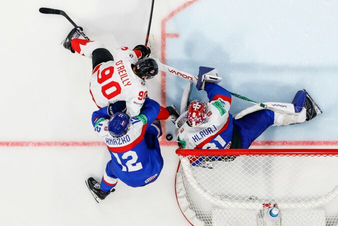 Fotografie zo zápasu Slovensko - Kanada na MS v hokeji 2026.