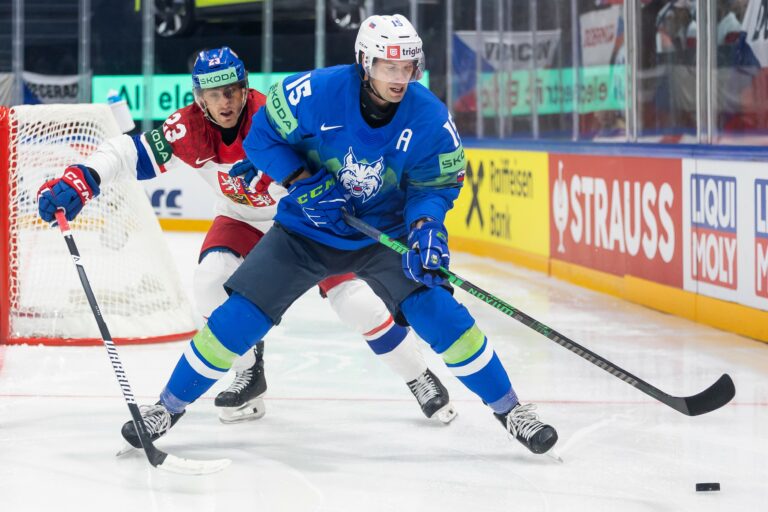 Fotografie zo zápasu Slovinsko - Česko na MS v hokeji 2026.