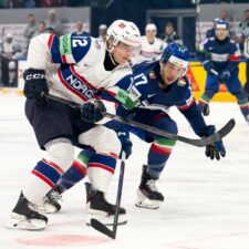 Fotografie zo zápasu Taliansko - Nórsko na MS v hokeji 2026.