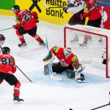 Fotografie zo zápasu Maďarsko - Lotyšsko na MS v hokeji 2026