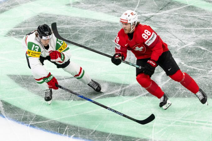Fotografie zo zápasu Švajčiarsko - Maďarsko na MS v hokeji 2026