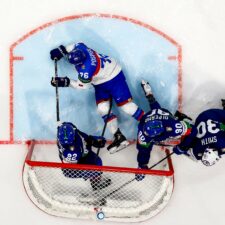 Fotografie zo zápasu Slovensko - Taliansko na MS v hokeji 2026.