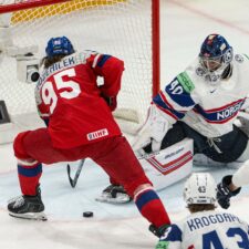 Fotografie zo zápasu Česko - Nórsko na MS v hokeji 2026.