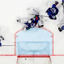 Fotografie zo zápasu Slovensko - Taliansko na MS v hokeji 2026.