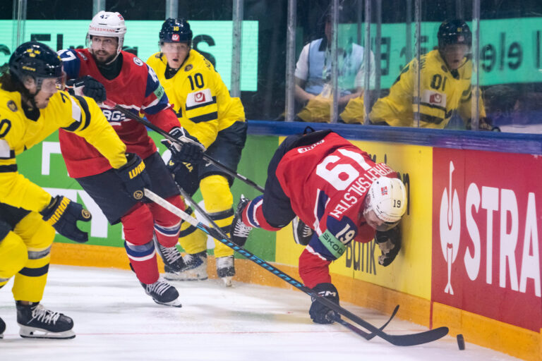 Fotografie zo zápasu Švédsko - Nórsko na MS v hokeji 2026