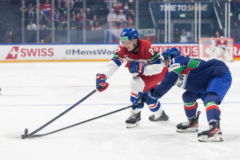 Fotografie zo zápasu Česko - Taliansko na MS v hokeji 2026.