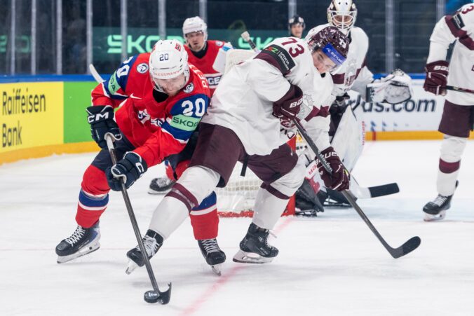 Fotografie štvrťfinále Nórsko - Lotyšsko na MS v hokeji 2026.