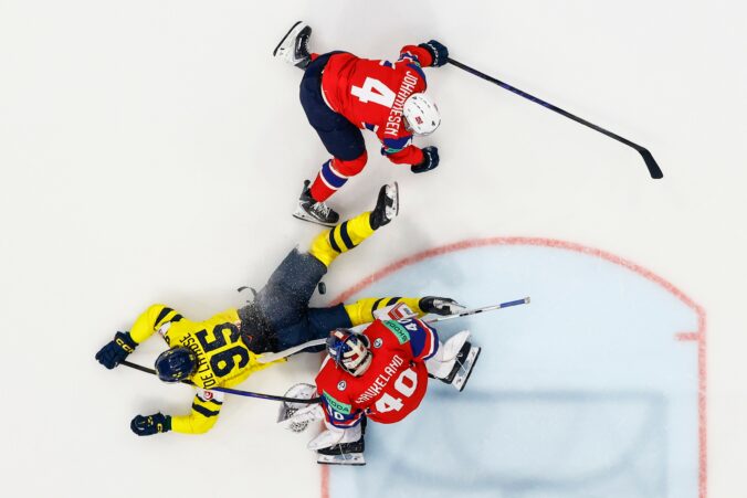 Fotografie zo zápasu Švédsko - Nórsko na MS v hokeji 2026