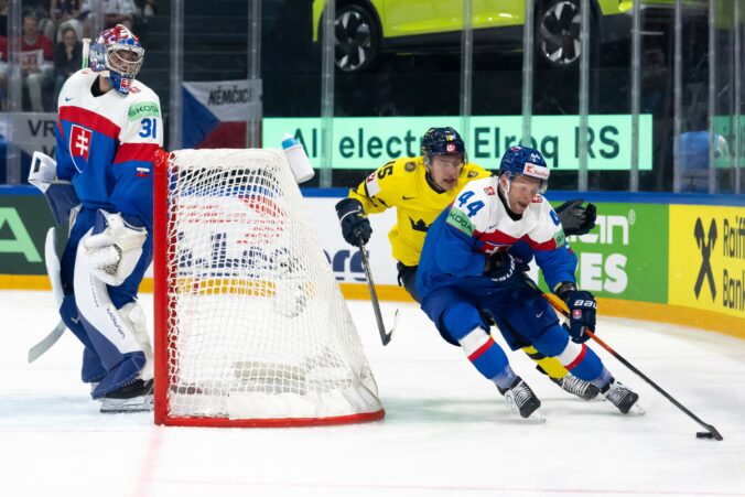 Fotografie zo zápasu Slovensko - Švédsko na MS v hokeji 2026.