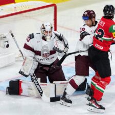 Fotografie zo zápasu Maďarsko - Lotyšsko na MS v hokeji 2026