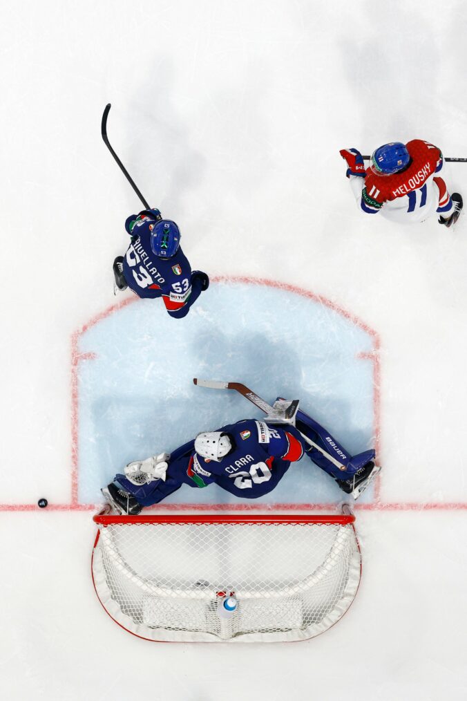 Fotografie zo zápasu Česko - Taliansko na MS v hokeji 2026.