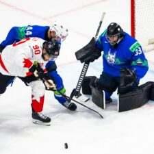 Fotografie zo zápasu Kanada - Slovinsko na MS v hokeji 2026.