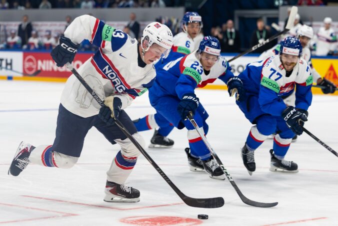 Fotografie zo zápasu Slovensko - Nórsko na MS v hokeji 2026.