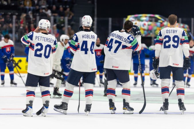 Fotografie zo zápasu Slovensko - Nórsko na MS v hokeji 2026.