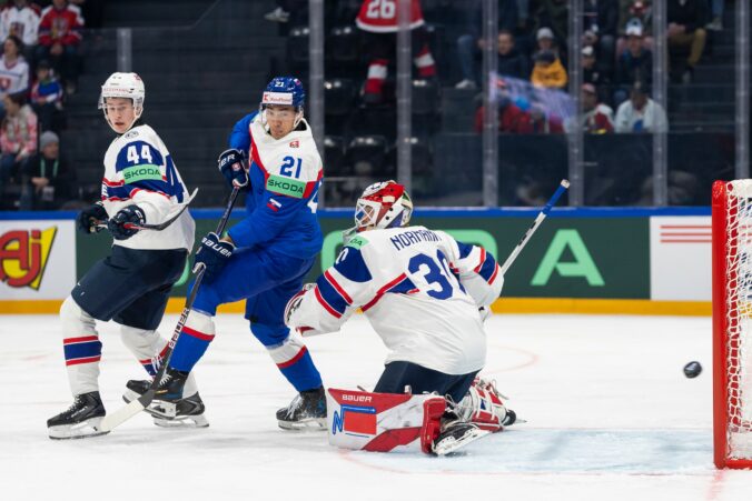 Fotografie zo zápasu Slovensko - Nórsko na MS v hokeji 2026.