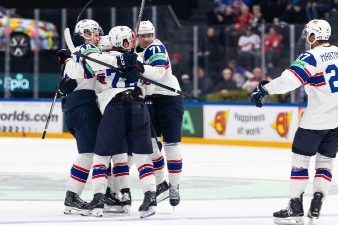 Fotografie zo zápasu Slovensko - Nórsko na MS v hokeji 2026.