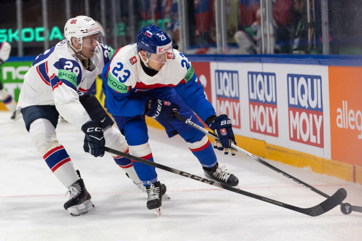 Fotografie zo zápasu Slovensko - Nórsko na MS v hokeji 2026.