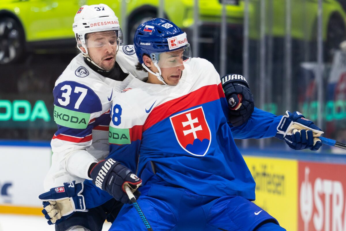 Fotografie zo zápasu Slovensko - Nórsko na MS v hokeji 2026.