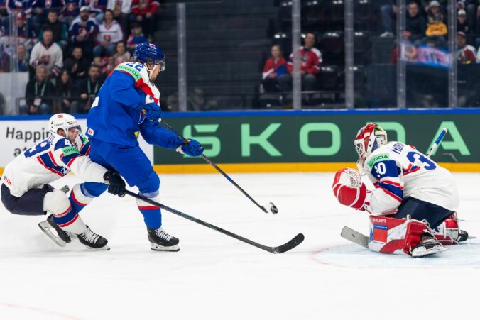 Fotografie zo zápasu Slovensko - Nórsko na MS v hokeji 2026.