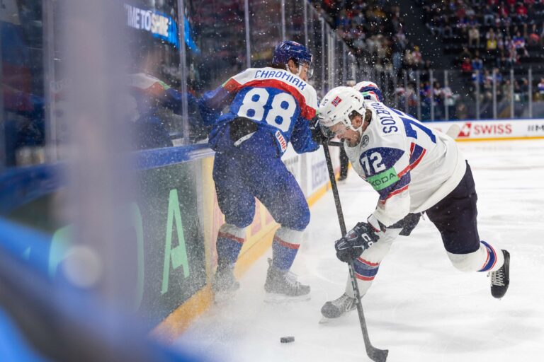 Fotografie zo zápasu Slovensko - Nórsko na MS v hokeji 2026.